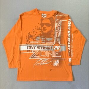 Winners Circle Tony Stewart T Shirt Mens‎ Large Orange Y2K NASCAR Long Sleeve